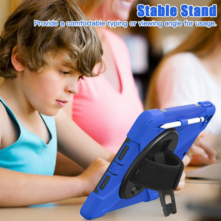 For iPad 10.2 2021 / 2020 / 2019 Silicone + PC Protective Case with Holder & Shoulder Strap(Blue) - iPad 10.2 Cases by buy2fix | Online Shopping UK | buy2fix
