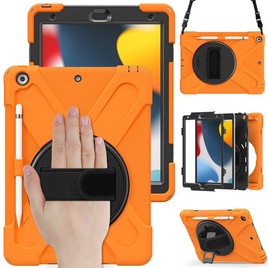 For iPad 10.2 2021 / 2020 / 2019 Silicone + PC Protective Case with Holder & Shoulder Strap(Orange) - iPad 10.2 Cases by buy2fix | Online Shopping UK | buy2fix