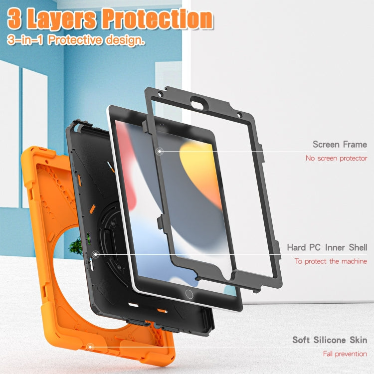 For iPad 10.2 2021 / 2020 / 2019 Silicone + PC Protective Case with Holder & Shoulder Strap(Orange) - iPad 10.2 Cases by buy2fix | Online Shopping UK | buy2fix