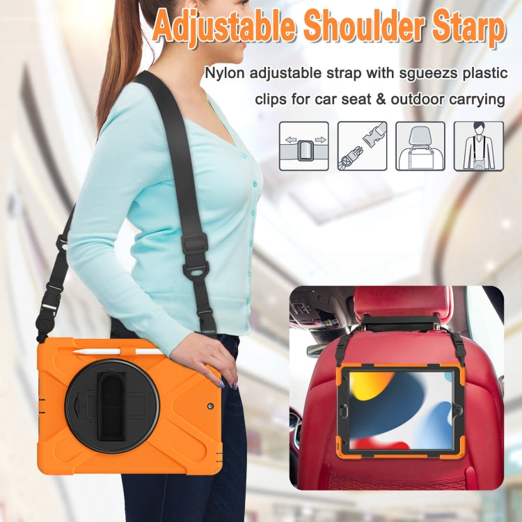 For iPad 10.2 2021 / 2020 / 2019 Silicone + PC Protective Case with Holder & Shoulder Strap(Orange) - iPad 10.2 Cases by buy2fix | Online Shopping UK | buy2fix