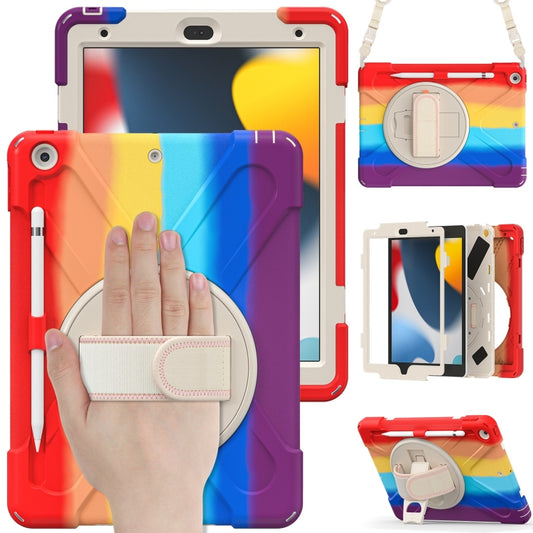 For iPad 10.2 2021 / 2020 / 2019 Silicone + PC Protective Case with Holder & Shoulder Strap(Colorful Red) - iPad 10.2 Cases by buy2fix | Online Shopping UK | buy2fix
