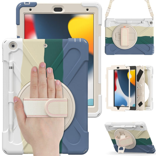 For iPad 10.2 2021 / 2020 / 2019 Silicone + PC Protective Case with Holder & Shoulder Strap(Colorful Green) - iPad 10.2 Cases by buy2fix | Online Shopping UK | buy2fix