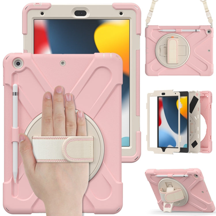 For iPad 10.2 2021 / 2020 / 2019 Silicone + PC Protective Case with Holder & Shoulder Strap(Cherry Blossom Pink) - iPad 10.2 Cases by buy2fix | Online Shopping UK | buy2fix