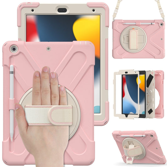 For iPad 10.2 2021 / 2020 / 2019 Silicone + PC Protective Case with Holder & Shoulder Strap(Cherry Blossom Pink) - iPad 10.2 Cases by buy2fix | Online Shopping UK | buy2fix