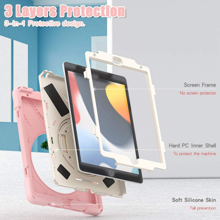 For iPad 10.2 2021 / 2020 / 2019 Silicone + PC Protective Case with Holder & Shoulder Strap(Cherry Blossom Pink) - iPad 10.2 Cases by buy2fix | Online Shopping UK | buy2fix