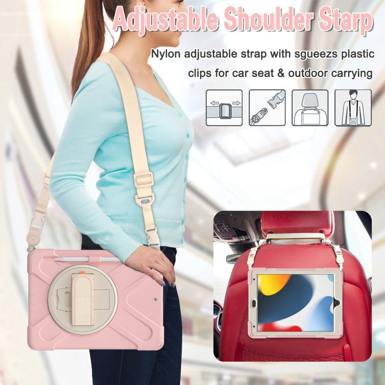 For iPad 10.2 2021 / 2020 / 2019 Silicone + PC Protective Case with Holder & Shoulder Strap(Cherry Blossom Pink) - iPad 10.2 Cases by buy2fix | Online Shopping UK | buy2fix