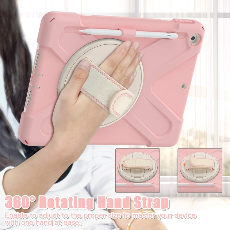 For iPad 10.2 2021 / 2020 / 2019 Silicone + PC Protective Case with Holder & Shoulder Strap(Cherry Blossom Pink) - iPad 10.2 Cases by buy2fix | Online Shopping UK | buy2fix