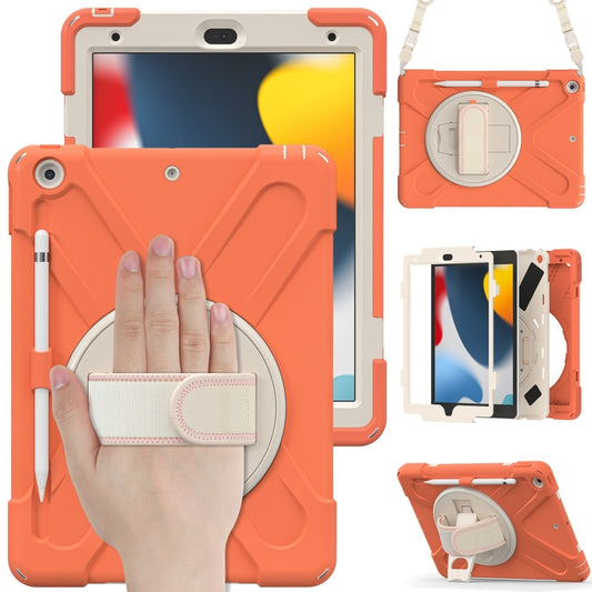 For iPad 10.2 2021 / 2020 / 2019 Silicone + PC Protective Case with Holder & Shoulder Strap(Coral Orange) - iPad 10.2 Cases by buy2fix | Online Shopping UK | buy2fix
