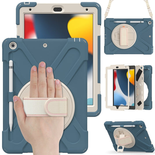 For iPad 10.2 2021 / 2020 / 2019 Silicone + PC Protective Case with Holder & Shoulder Strap(Cornflower Blue) - iPad 10.2 Cases by buy2fix | Online Shopping UK | buy2fix