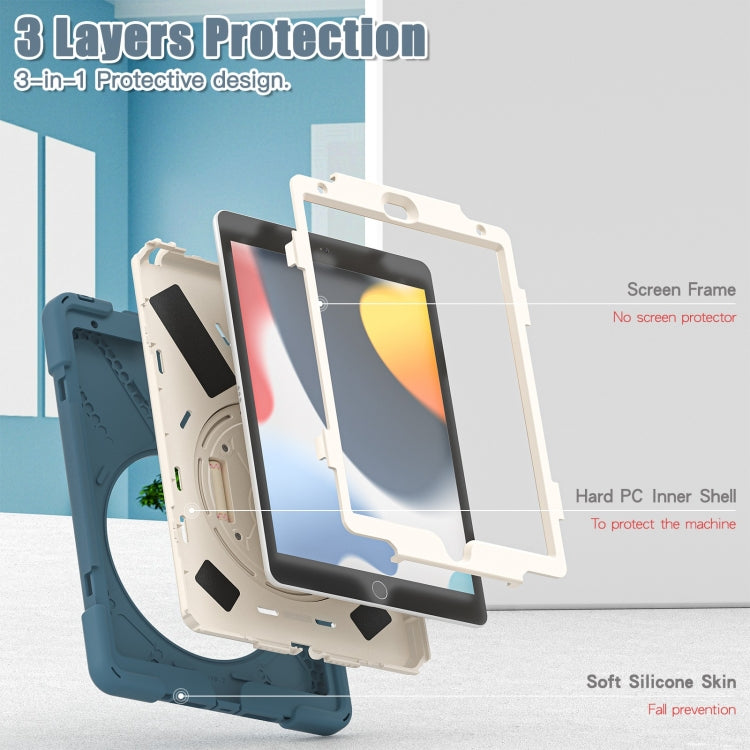 For iPad 10.2 2021 / 2020 / 2019 Silicone + PC Protective Case with Holder & Shoulder Strap(Cornflower Blue) - iPad 10.2 Cases by buy2fix | Online Shopping UK | buy2fix
