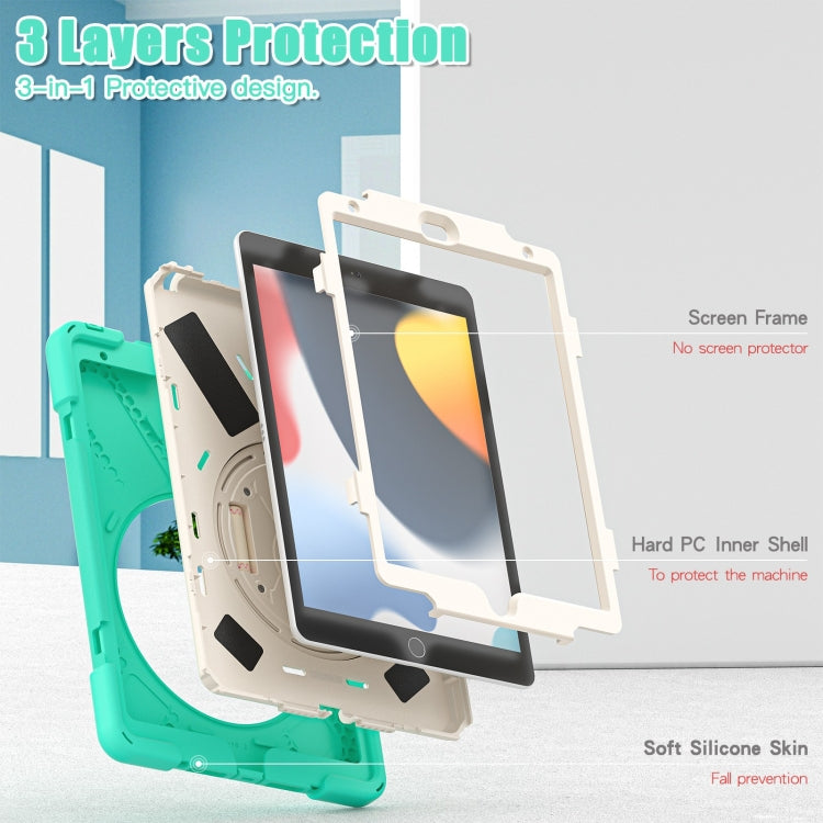 For iPad 10.2 2021 / 2020 / 2019 Silicone + PC Protective Case with Holder & Shoulder Strap(Mint Green) - iPad 10.2 Cases by buy2fix | Online Shopping UK | buy2fix