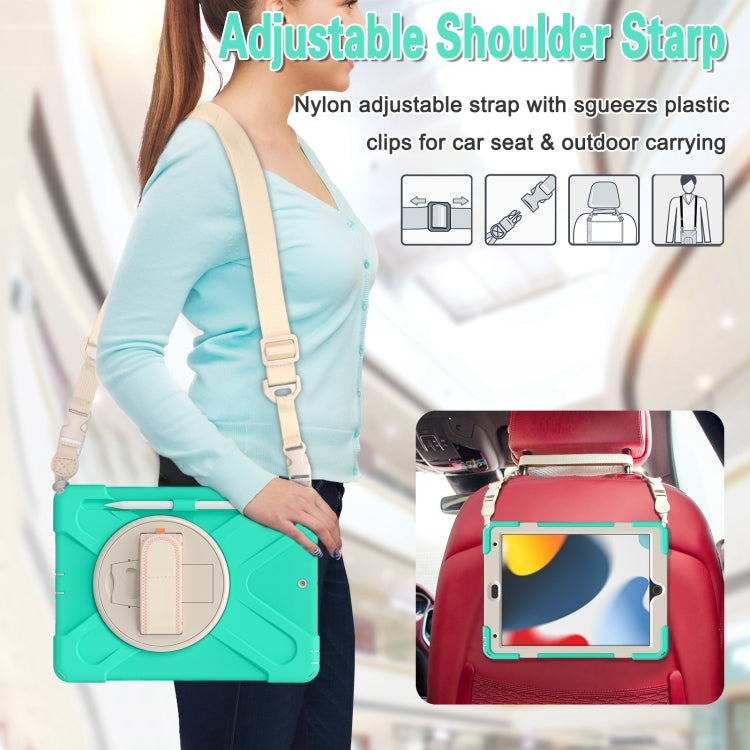 For iPad 10.2 2021 / 2020 / 2019 Silicone + PC Protective Case with Holder & Shoulder Strap(Mint Green) - iPad 10.2 Cases by buy2fix | Online Shopping UK | buy2fix