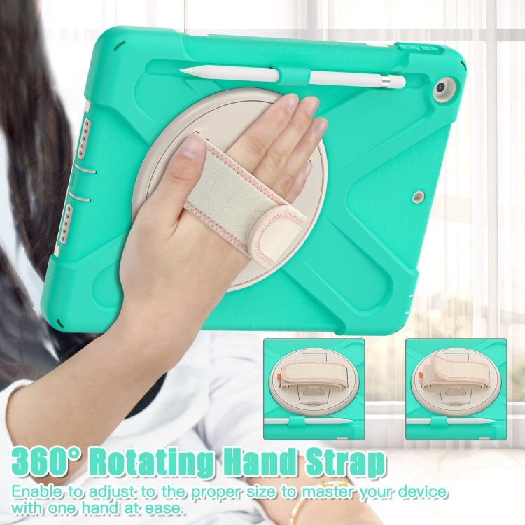 For iPad 10.2 2021 / 2020 / 2019 Silicone + PC Protective Case with Holder & Shoulder Strap(Mint Green) - iPad 10.2 Cases by buy2fix | Online Shopping UK | buy2fix