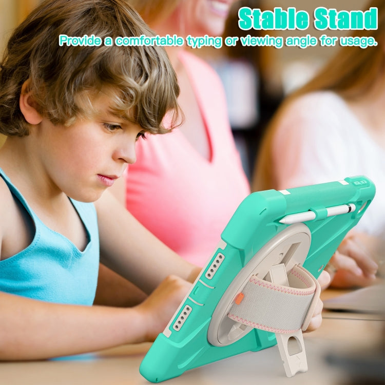 For iPad 10.2 2021 / 2020 / 2019 Silicone + PC Protective Case with Holder & Shoulder Strap(Mint Green) - iPad 10.2 Cases by buy2fix | Online Shopping UK | buy2fix
