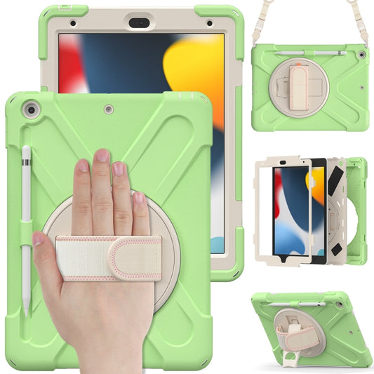 For iPad 10.2 2021 / 2020 / 2019 Silicone + PC Protective Case with Holder & Shoulder Strap(Matcha Green) - iPad 10.2 Cases by buy2fix | Online Shopping UK | buy2fix