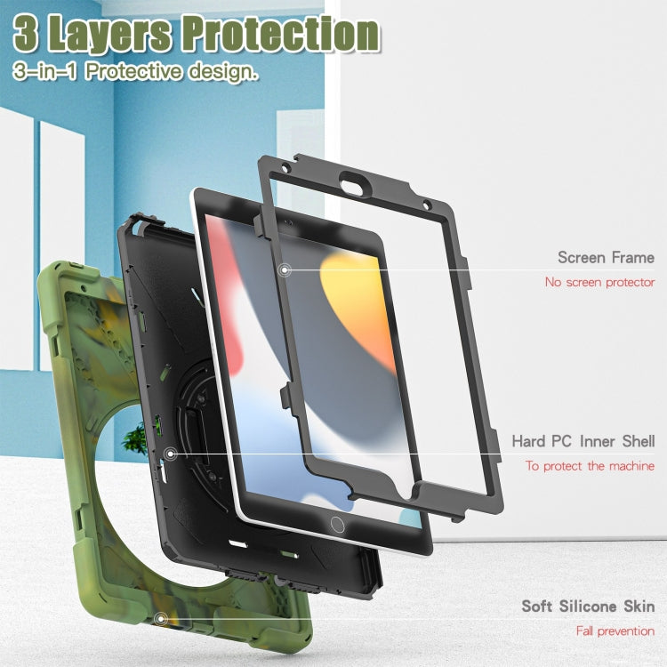 For iPad 10.2 2021 / 2020 / 2019 Silicone + PC Protective Case with Holder & Shoulder Strap(Camouflage) - iPad 10.2 Cases by buy2fix | Online Shopping UK | buy2fix