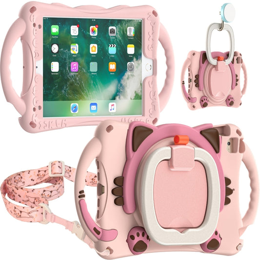 Cute Cat King Kids Shockproof Silicone Tablet Case with Holder & Shoulder Strap & Handle For iPad mini 2019 / 4 / 3 / 2 / 1(Pink) - iPad mini (2019) / mini 5 Cases by buy2fix | Online Shopping UK | buy2fix