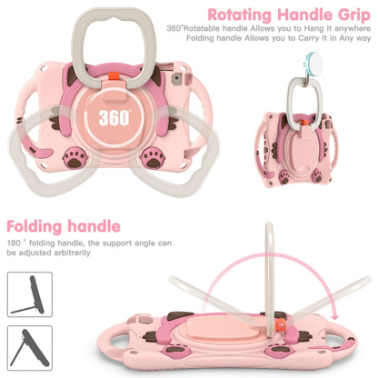 Cute Cat King Kids Shockproof Silicone Tablet Case with Holder & Shoulder Strap & Handle For iPad mini 2019 / 4 / 3 / 2 / 1(Pink) - iPad mini (2019) / mini 5 Cases by buy2fix | Online Shopping UK | buy2fix