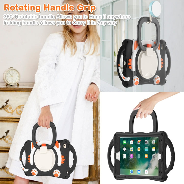 Cute Cat King Kids Shockproof Silicone Tablet Case with Holder & Shoulder Strap & Handle For iPad mini 2019 / 4 / 3 / 2 / 1(Black Orange) - iPad mini (2019) / mini 5 Cases by buy2fix | Online Shopping UK | buy2fix