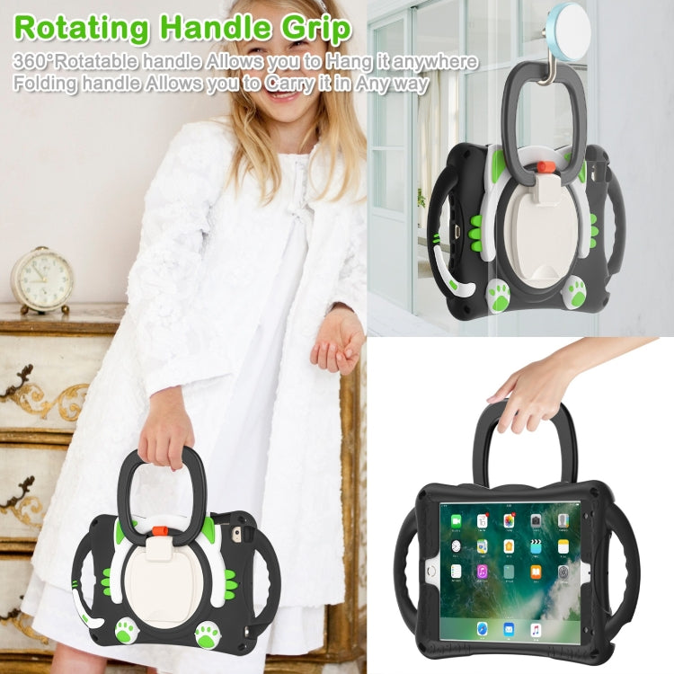 Cute Cat King Kids Shockproof Silicone Tablet Case with Holder & Shoulder Strap & Handle For iPad mini 2019 / 4 / 3 / 2 / 1(Black Green) - iPad mini (2019) / mini 5 Cases by buy2fix | Online Shopping UK | buy2fix