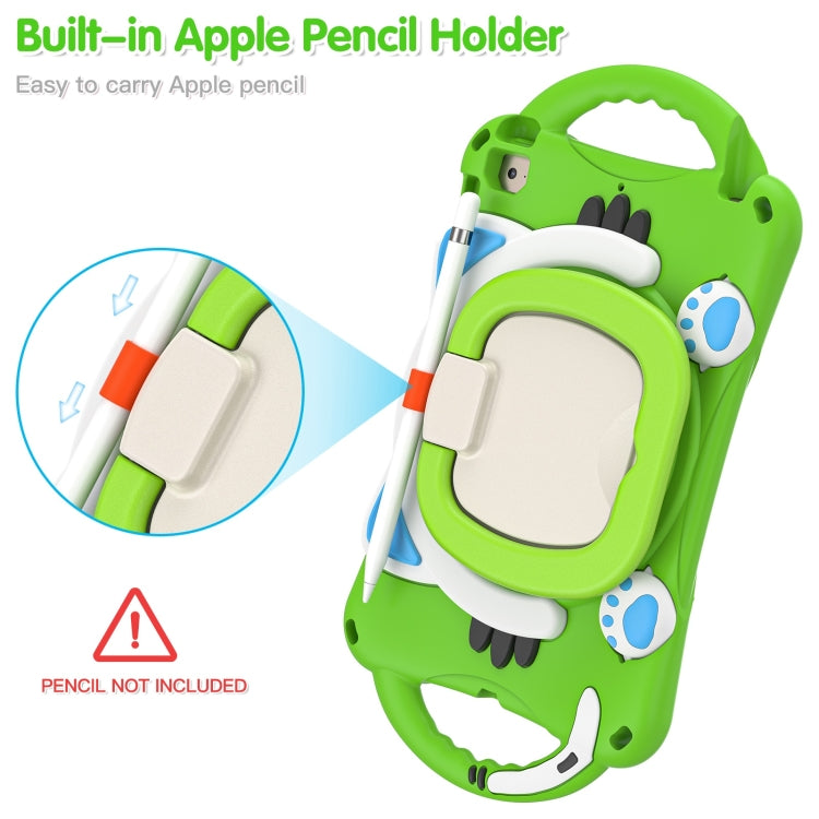 Cute Cat King Kids Shockproof Silicone Tablet Case with Holder & Shoulder Strap & Handle For iPad mini 2019 / 4 / 3 / 2 / 1(Green) - iPad mini (2019) / mini 5 Cases by buy2fix | Online Shopping UK | buy2fix