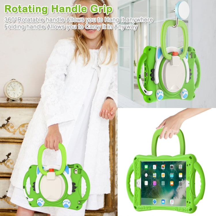 Cute Cat King Kids Shockproof Silicone Tablet Case with Holder & Shoulder Strap & Handle For iPad mini 2019 / 4 / 3 / 2 / 1(Green) - iPad mini (2019) / mini 5 Cases by buy2fix | Online Shopping UK | buy2fix