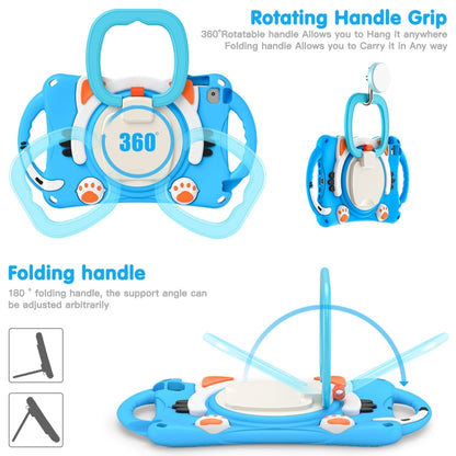 Cute Cat King Kids Shockproof Silicone Tablet Case with Holder & Shoulder Strap & Handle For iPad mini 2019 / 4 / 3 / 2 / 1(Light Blue) - iPad mini (2019) / mini 5 Cases by buy2fix | Online Shopping UK | buy2fix