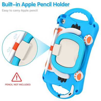 Cute Cat King Kids Shockproof Silicone Tablet Case with Holder & Shoulder Strap & Handle For iPad mini 2019 / 4 / 3 / 2 / 1(Light Blue) - iPad mini (2019) / mini 5 Cases by buy2fix | Online Shopping UK | buy2fix
