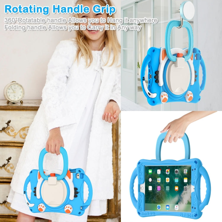 Cute Cat King Kids Shockproof Silicone Tablet Case with Holder & Shoulder Strap & Handle For iPad mini 2019 / 4 / 3 / 2 / 1(Light Blue) - iPad mini (2019) / mini 5 Cases by buy2fix | Online Shopping UK | buy2fix