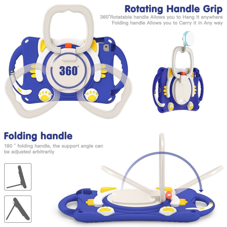 Cute Cat King Kids Shockproof Silicone Tablet Case with Holder & Shoulder Strap & Handle For iPad mini 2019 / 4 / 3 / 2 / 1(Dark Blue) - iPad mini (2019) / mini 5 Cases by buy2fix | Online Shopping UK | buy2fix