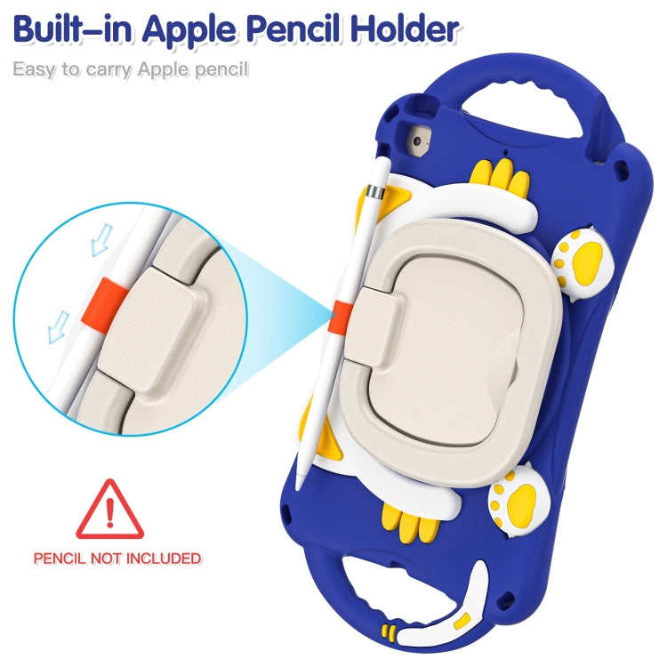 Cute Cat King Kids Shockproof Silicone Tablet Case with Holder & Shoulder Strap & Handle For iPad mini 2019 / 4 / 3 / 2 / 1(Dark Blue) - iPad mini (2019) / mini 5 Cases by buy2fix | Online Shopping UK | buy2fix