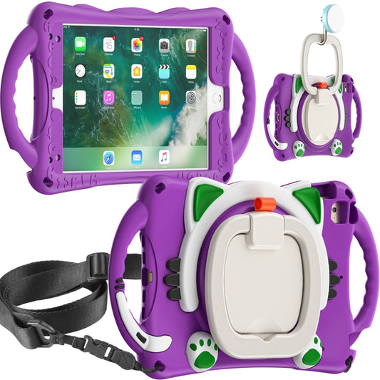 Cute Cat King Kids Shockproof Silicone Tablet Case with Holder & Shoulder Strap & Handle For iPad mini 2019 / 4 / 3 / 2 / 1(Purple) - iPad mini (2019) / mini 5 Cases by buy2fix | Online Shopping UK | buy2fix