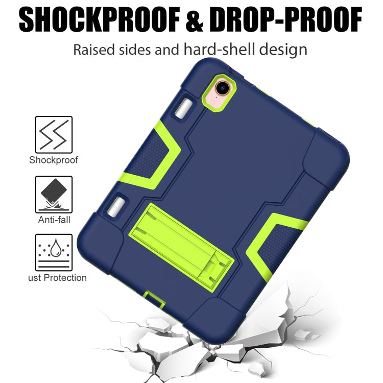 For iPad mini 2024 / mini 6 Contrast Color Robot Shockproof Silicone + PC Protective Tablet Case with Holder & Pen Slot(Navy Blue Mint Green) - iPad mini 6 Cases by buy2fix | Online Shopping UK | buy2fix