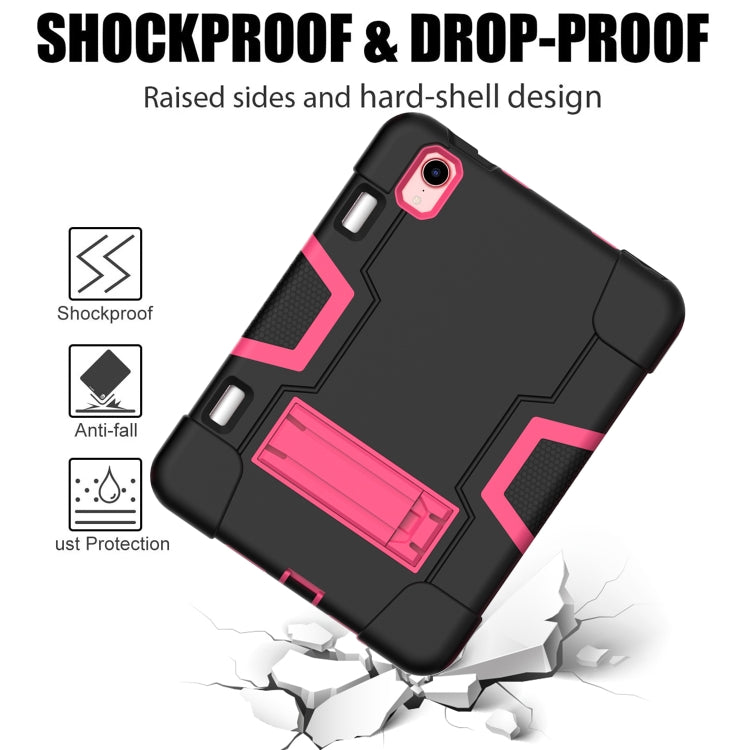 For iPad mini 2024 / mini 6 Contrast Color Robot Shockproof Silicone + PC Protective Tablet Case with Holder & Pen Slot(Black Rose Red) - iPad mini 6 Cases by buy2fix | Online Shopping UK | buy2fix