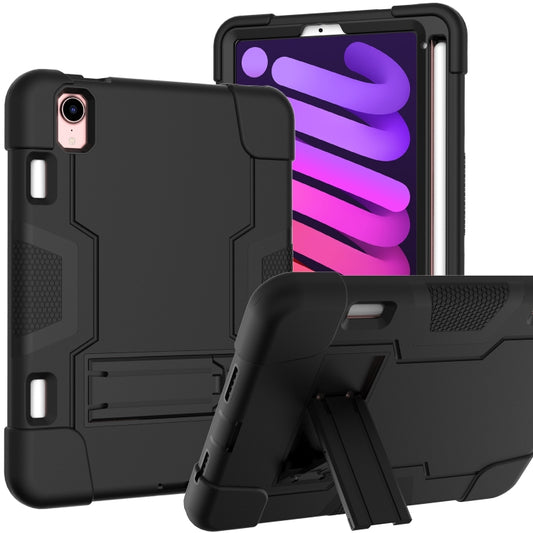 For iPad mini 2024 / mini 6 Contrast Color Robot Shockproof Silicone + PC Protective Tablet Case with Holder & Pen Slot(Black) - iPad mini 6 Cases by buy2fix | Online Shopping UK | buy2fix