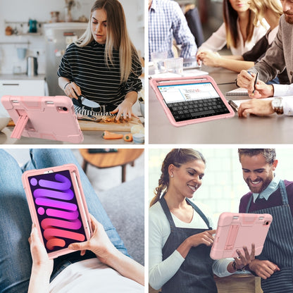 For iPad mini 2024 / mini 6 Contrast Color Robot Shockproof Silicone + PC Protective Tablet Case with Holder & Pen Slot(Rose Gold) - iPad mini 6 Cases by buy2fix | Online Shopping UK | buy2fix
