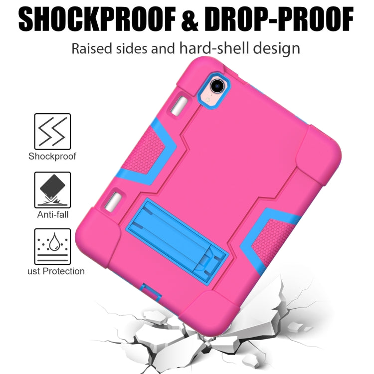 For iPad mini 2024 / mini 6 Contrast Color Robot Shockproof Silicone + PC Protective Tablet Case with Holder & Pen Slot(Rose Red Blue) - iPad mini 6 Cases by buy2fix | Online Shopping UK | buy2fix