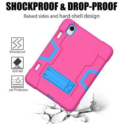 For iPad mini 2024 / mini 6 Contrast Color Robot Shockproof Silicone + PC Protective Tablet Case with Holder & Pen Slot(Rose Red Blue) - iPad mini 6 Cases by buy2fix | Online Shopping UK | buy2fix