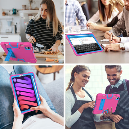 For iPad mini 2024 / mini 6 Contrast Color Robot Shockproof Silicone + PC Protective Tablet Case with Holder & Pen Slot(Rose Red Blue) - iPad mini 6 Cases by buy2fix | Online Shopping UK | buy2fix