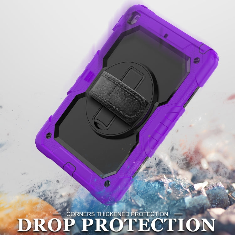 For iPad 10.2 2021 / 2020 / 2019 Shockproof Silicone + PC Protective Case with Holder & Shoulder Strap & Pen Slot(Purple) - iPad 10.2 Cases by buy2fix | Online Shopping UK | buy2fix