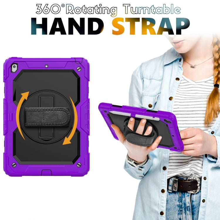 For iPad 10.2 2021 / 2020 / 2019 Shockproof Silicone + PC Protective Case with Holder & Shoulder Strap & Pen Slot(Purple) - iPad 10.2 Cases by buy2fix | Online Shopping UK | buy2fix