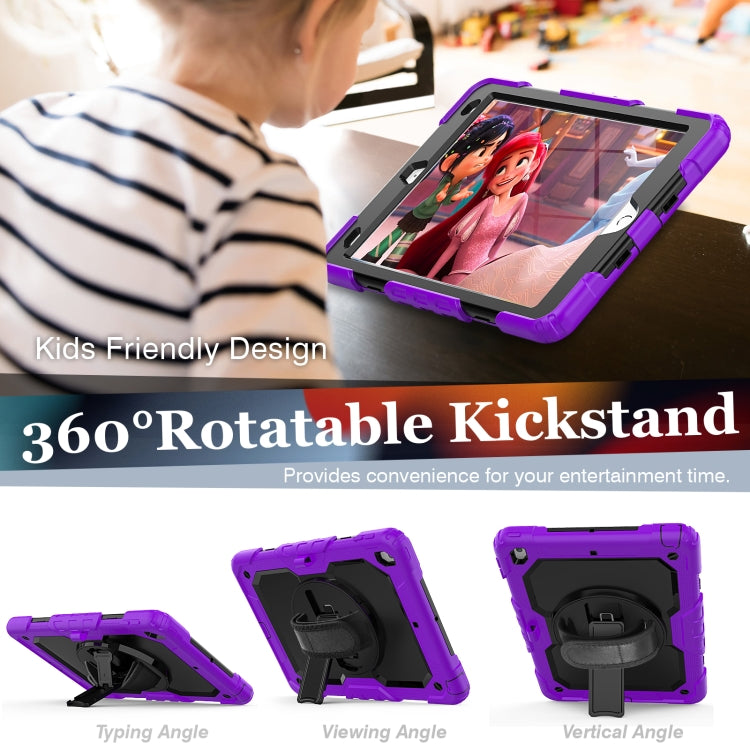 For iPad 10.2 2021 / 2020 / 2019 Shockproof Silicone + PC Protective Case with Holder & Shoulder Strap & Pen Slot(Purple) - iPad 10.2 Cases by buy2fix | Online Shopping UK | buy2fix