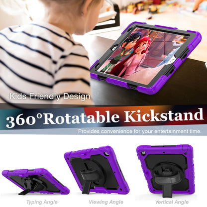 For iPad 10.2 2021 / 2020 / 2019 Shockproof Silicone + PC Protective Case with Holder & Shoulder Strap & Pen Slot(Purple) - iPad 10.2 Cases by buy2fix | Online Shopping UK | buy2fix