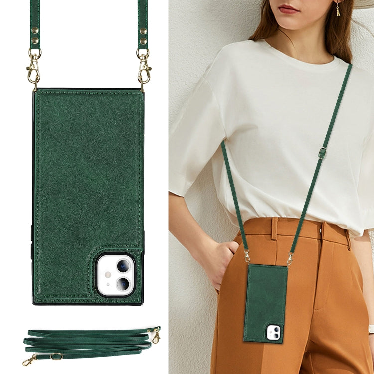 For iPhone 11 Cross-body Square Double Buckle Flip Card Bag TPU+PU Case with Card Slots & Wallet & Photo & Strap (Green) - iPhone 11 Cases by buy2fix | Online Shopping UK | buy2fix