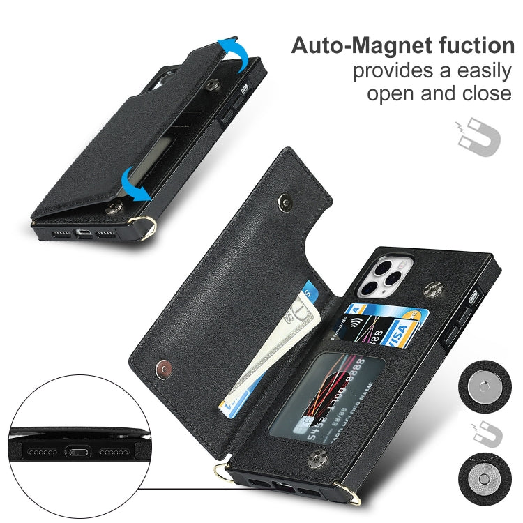 For iPhone 11 Pro Max Cross-body Square Double Buckle Flip Card Bag TPU+PU Case with Card Slots & Wallet & Photo & Strap (Black) - iPhone 11 Pro Max Cases by buy2fix | Online Shopping UK | buy2fix