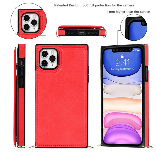 For iPhone 11 Pro Max Cross-body Square Double Buckle Flip Card Bag TPU+PU Case with Card Slots & Wallet & Photo & Strap (Red) - iPhone 11 Pro Max Cases by buy2fix | Online Shopping UK | buy2fix