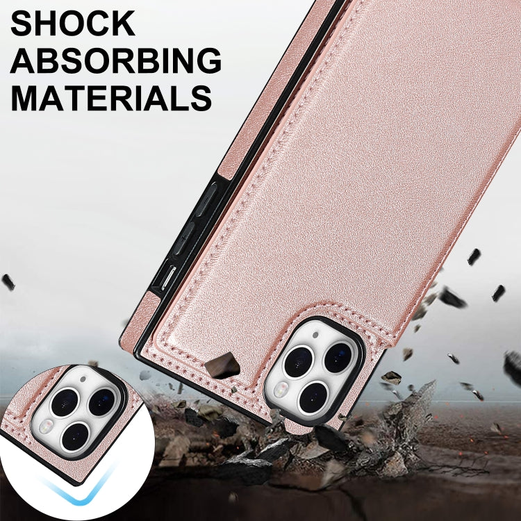 For iPhone 11 Pro Max Cross-body Square Double Buckle Flip Card Bag TPU+PU Case with Card Slots & Wallet & Photo & Strap (Rose Gold) - iPhone 11 Pro Max Cases by buy2fix | Online Shopping UK | buy2fix