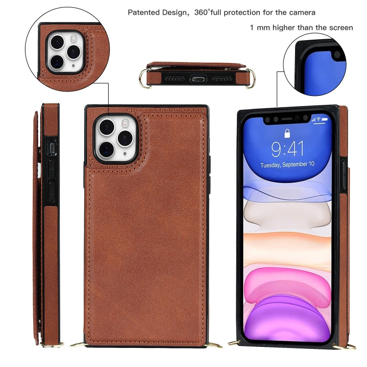 For iPhone 12 Pro Max Cross-body Square Double Buckle Flip Card Bag TPU+PU Case with Card Slots & Wallet & Photo & Strap(Brown) - iPhone 12 Pro Max Cases by buy2fix | Online Shopping UK | buy2fix