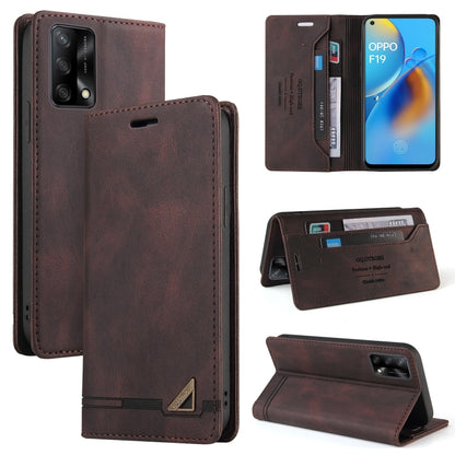 For OPPO F19 / A74 Skin Feel Anti-theft Brush Horizontal Flip Leather Case with Holder & Card Slots & Wallet(Brown) by buy2fix