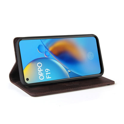 For OPPO F19 / A74 Skin Feel Anti-theft Brush Horizontal Flip Leather Case with Holder & Card Slots & Wallet(Brown) by buy2fix